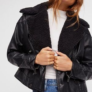 Free People Halen Vegan Faux Leather Moto Jacket